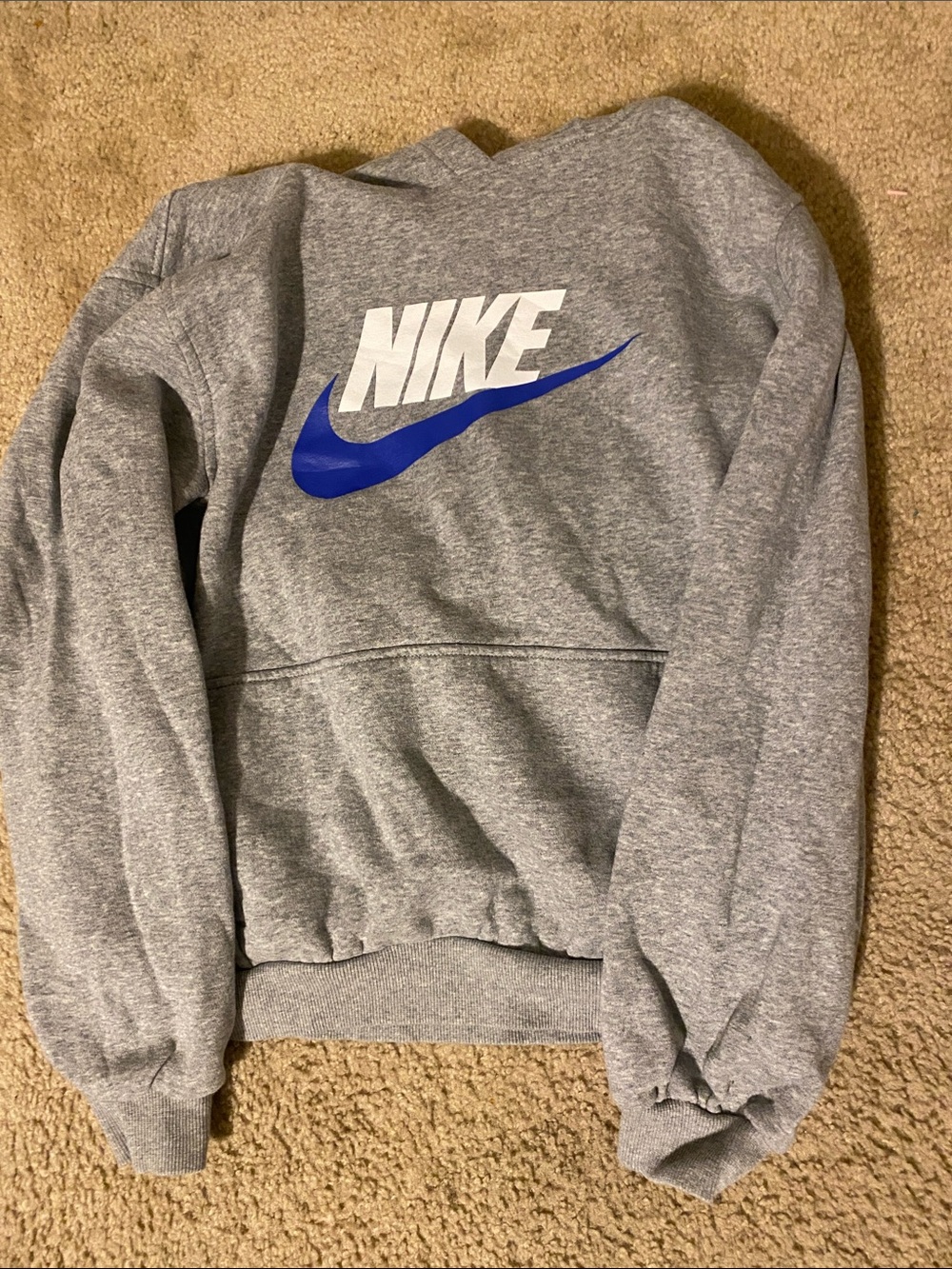 Nike Gray Crewneck Sweatshirt with Blue Swoosh